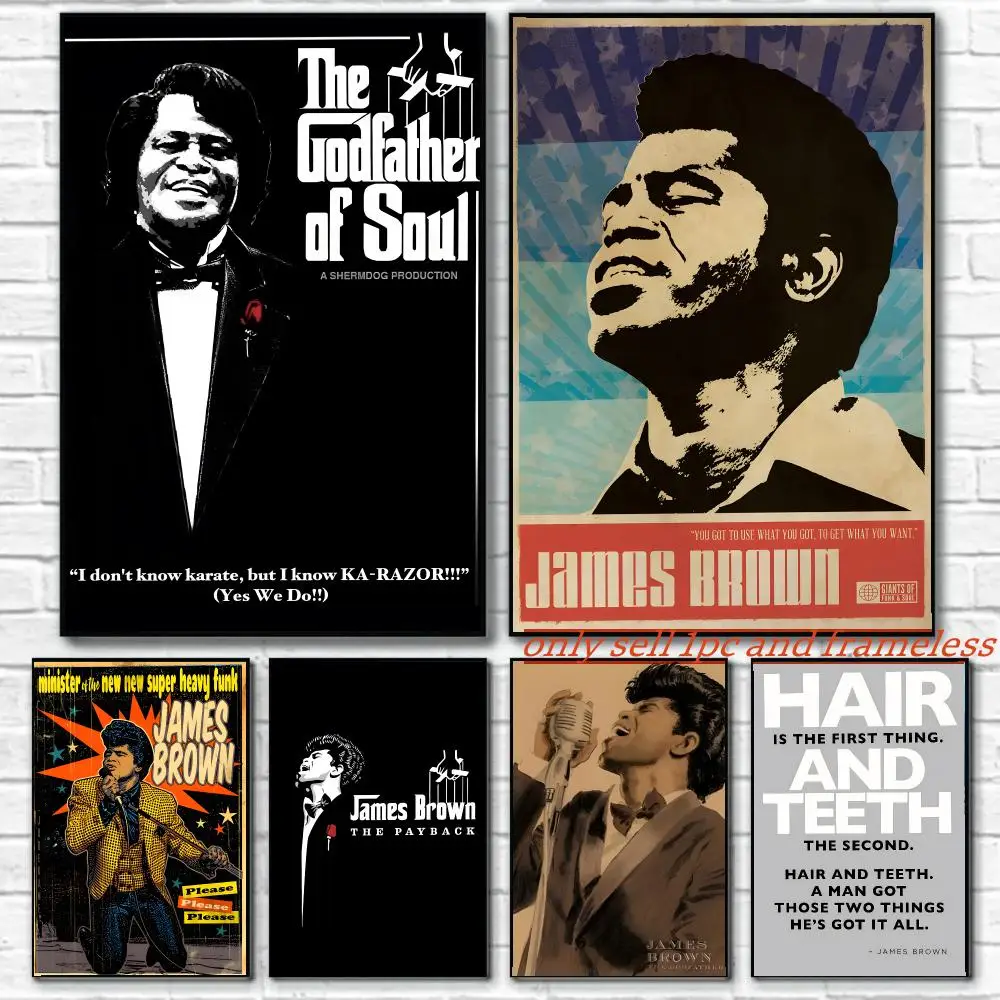 Godfather of Soul Music J-James Brown Poster Wall art poster paintings are suitable for clubs living rooms and bedroom