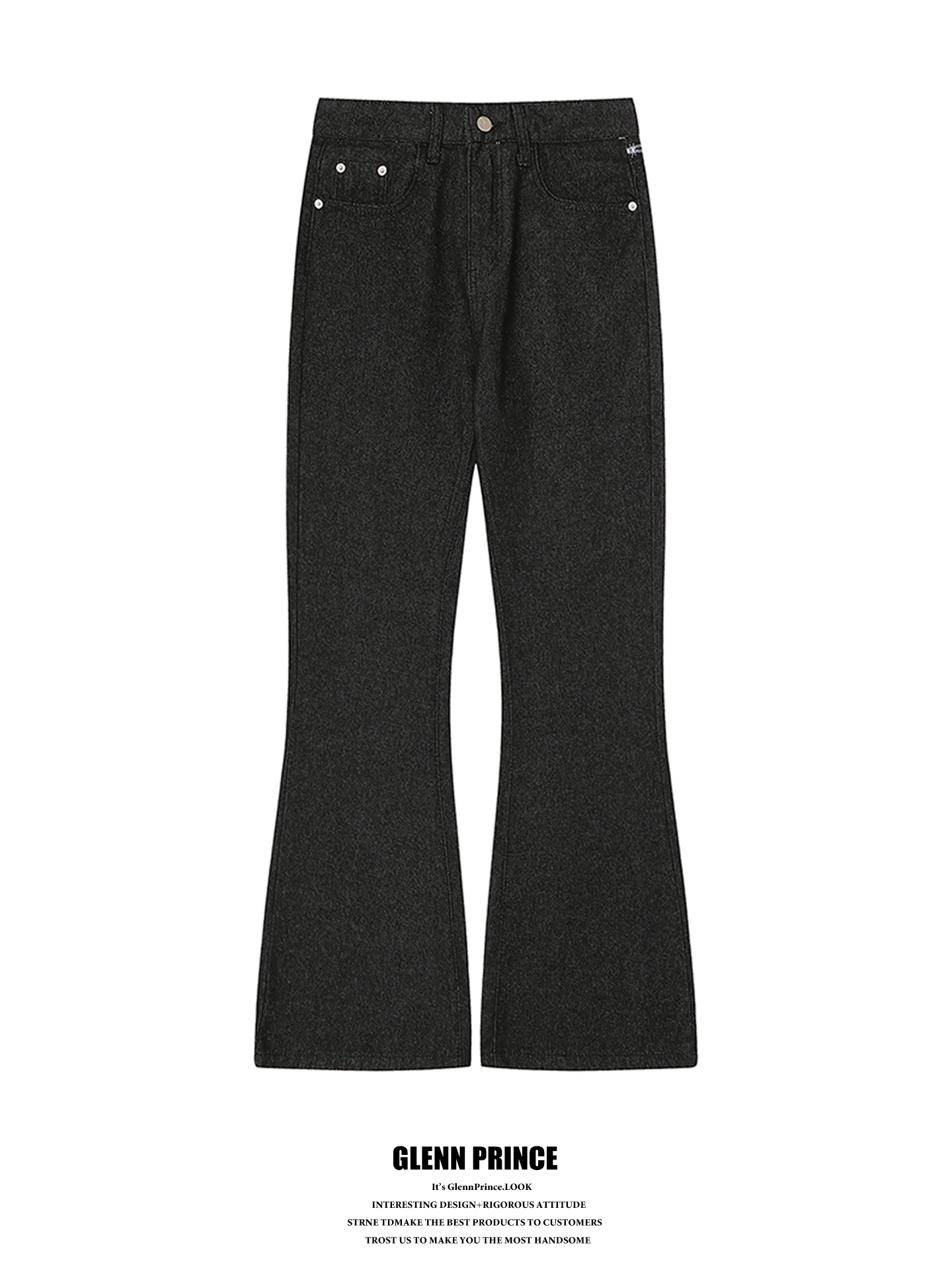 

Black Embroidered Flared Jeans Men's American Retro Washed Slimming Long Pants Casual Cotton Polyester Blend Summer Jeans