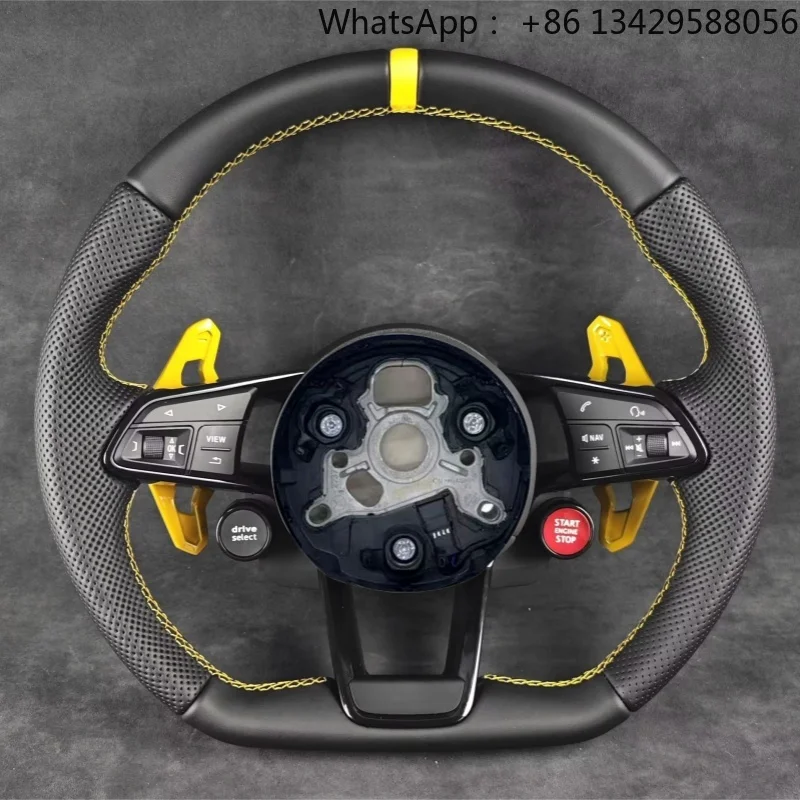 Custom Leather Shift Paddles Start Button Steering Wheel for Audi R8 TT A4 A5 B8 B9 S4 RS6 A6 C7RS Q5 Q6 High Quality Sport