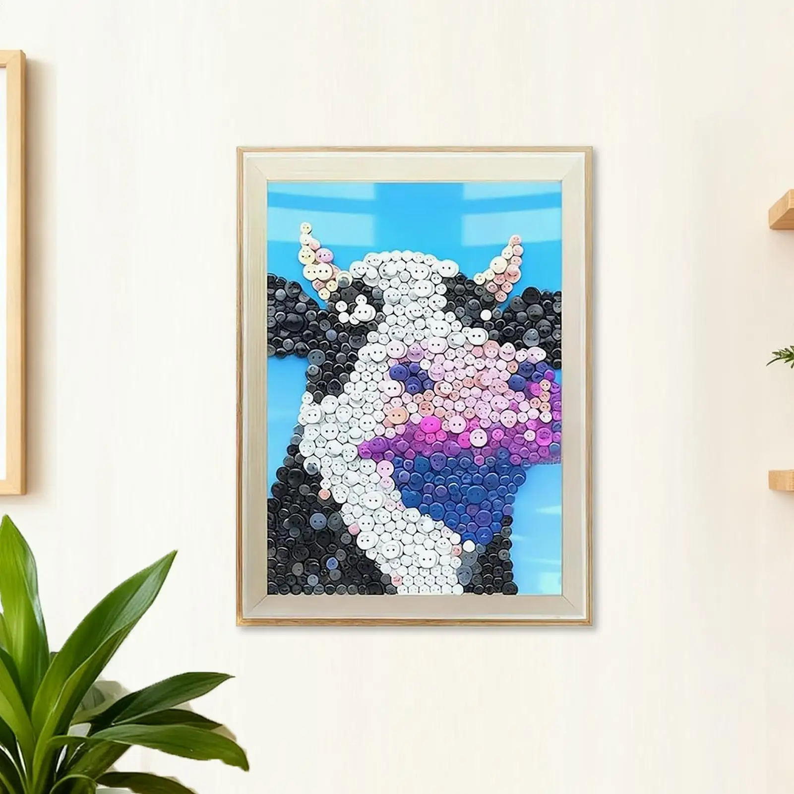 ボタンアートペインティングキット カラフルな教育用樹脂ボタン 牛の絵画クラフト リビングルーム 寝室 教室 男の子 女の子 子供向け