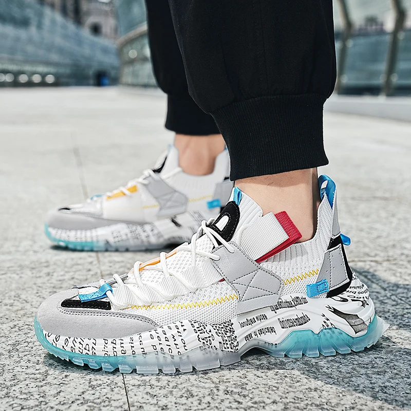 Nowe modne masywne designerskie trampki męskie na platformie buty sportowe do joggingu gruba podeszwa tatusiowie buty rekreacyjne buty do chodzenia