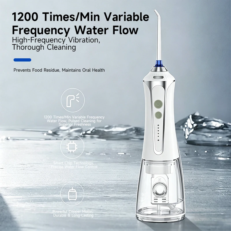 H2ofloss Cordless Portable Water Flosser Dental Water Jet High Pressure Oral Irrigator 2500mAh 5 Modes 5 Tips for Teeth Cleaning