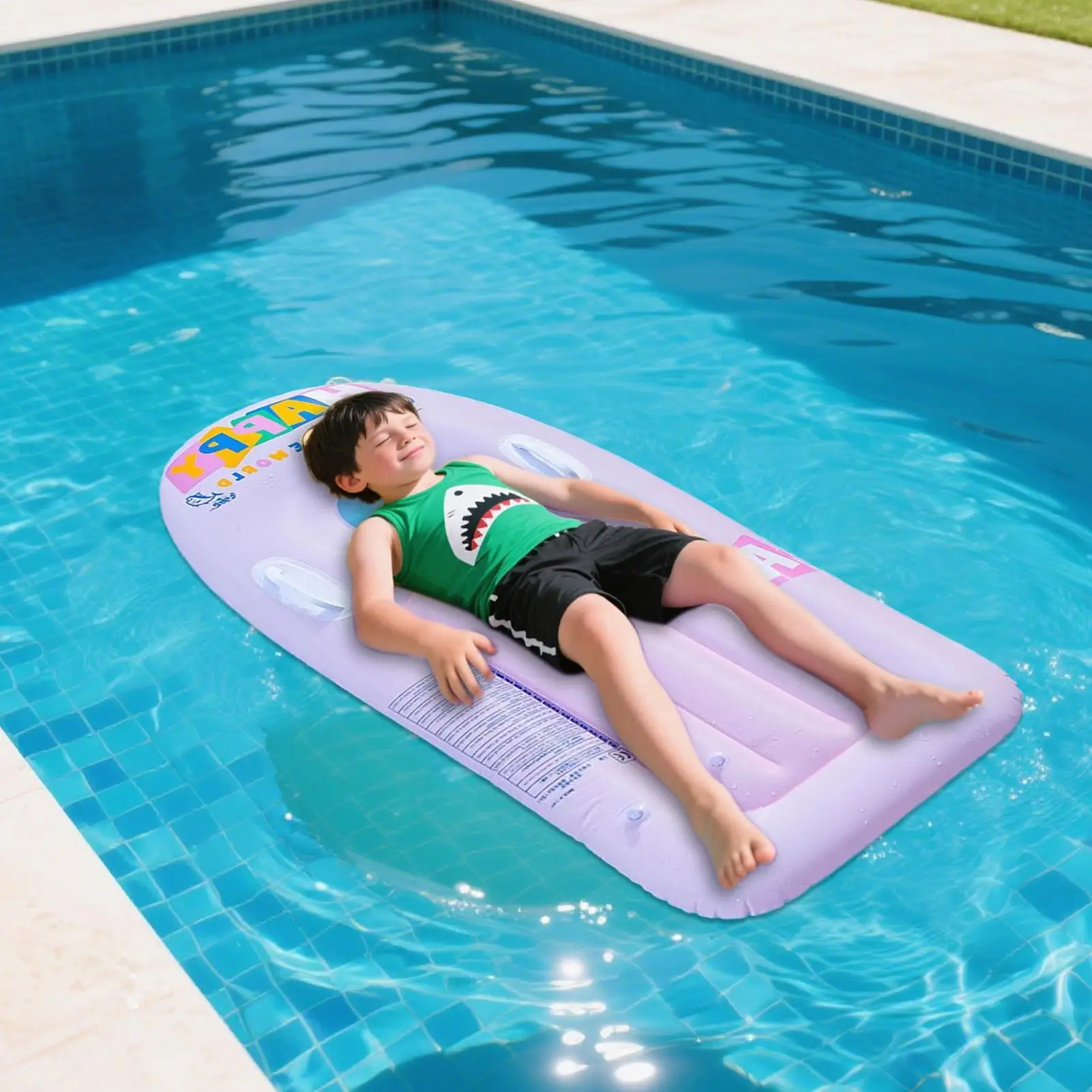 Surfboard Pool Floats for Kids Lounge Bed Pvc Raft Lounger Pad Floatie Toys for Garden River Party Sunbathing Beach