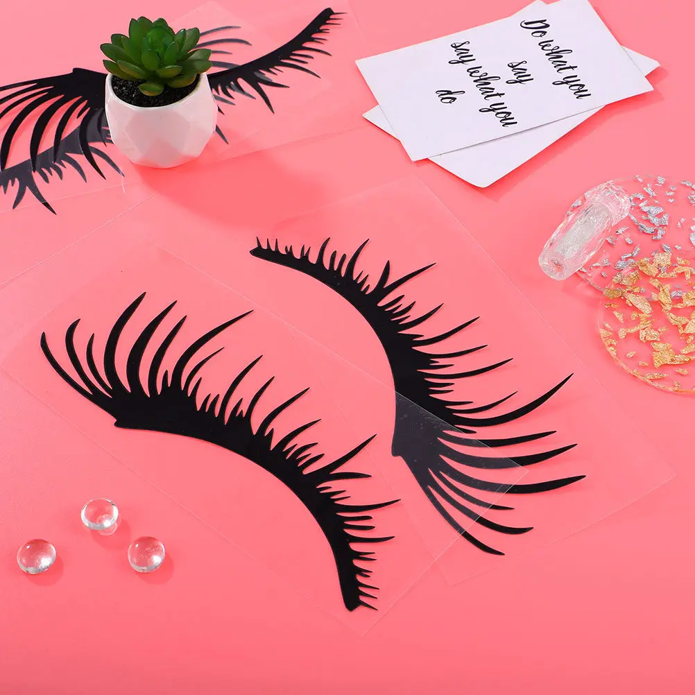 

3 пары черных наклеек-ресниц для фар автомобиля: модный классический дизайн, из экологичных материалов, УФ-стойкие, легко наносятся, для стайлинга автомобиля