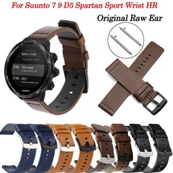 Steel Buckle 24mm Genuine Leather Smartwatch Strap For Suunto 7 9 D5 Wrist Bracelet For Spartan Sport Wrist HR 9 Baro Bands Belt
