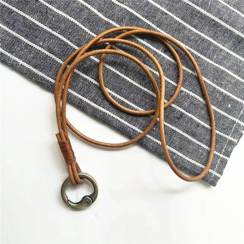 1PCS Genuine Leather Lanyard Neck Strap For Mobile Phone Bag Keys ID Credit Work Card Holder Keychain Neckline DIY Necklace