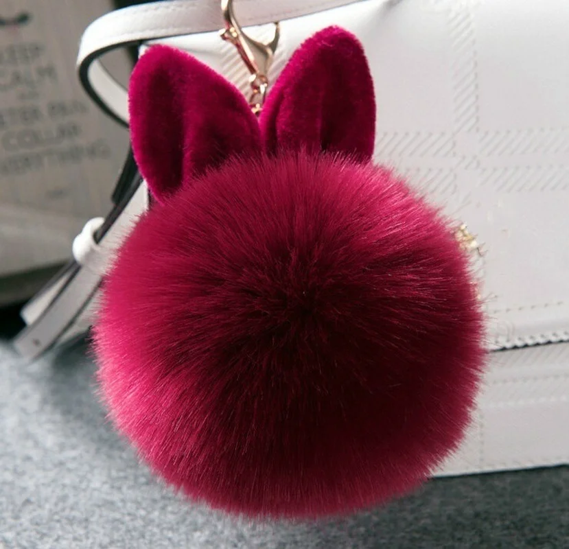 1 Pcs New Fluffy Bunny Toys Ear Keychain Rabbit Chain Fur Woman Bag Charms Keyring Car Pendant Holder Jewelry