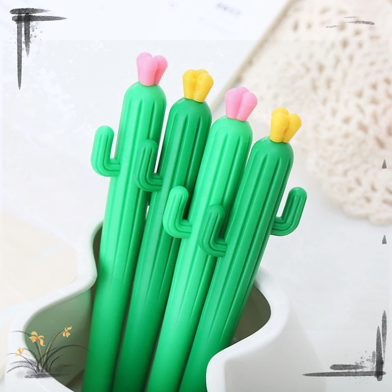 24 Pcs Creative Plant Soft Cactus Gel Pens Set Learning Stationery Cute Student Supplies Back To School