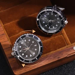 New Autumn Collection Light Luxury Clock Cufflinks Fashion Rotating Clock Black and White Cuffs Holiday Gift Jewelry for Men
