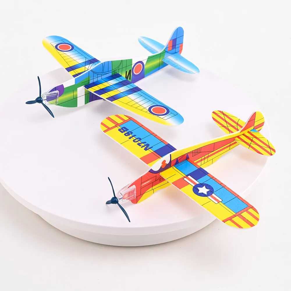 12Pcs Foam Outdoor Hand Thrown Aircraft Gyroplane Aerial Model Throwing Glider Modern Aircraft Fighter