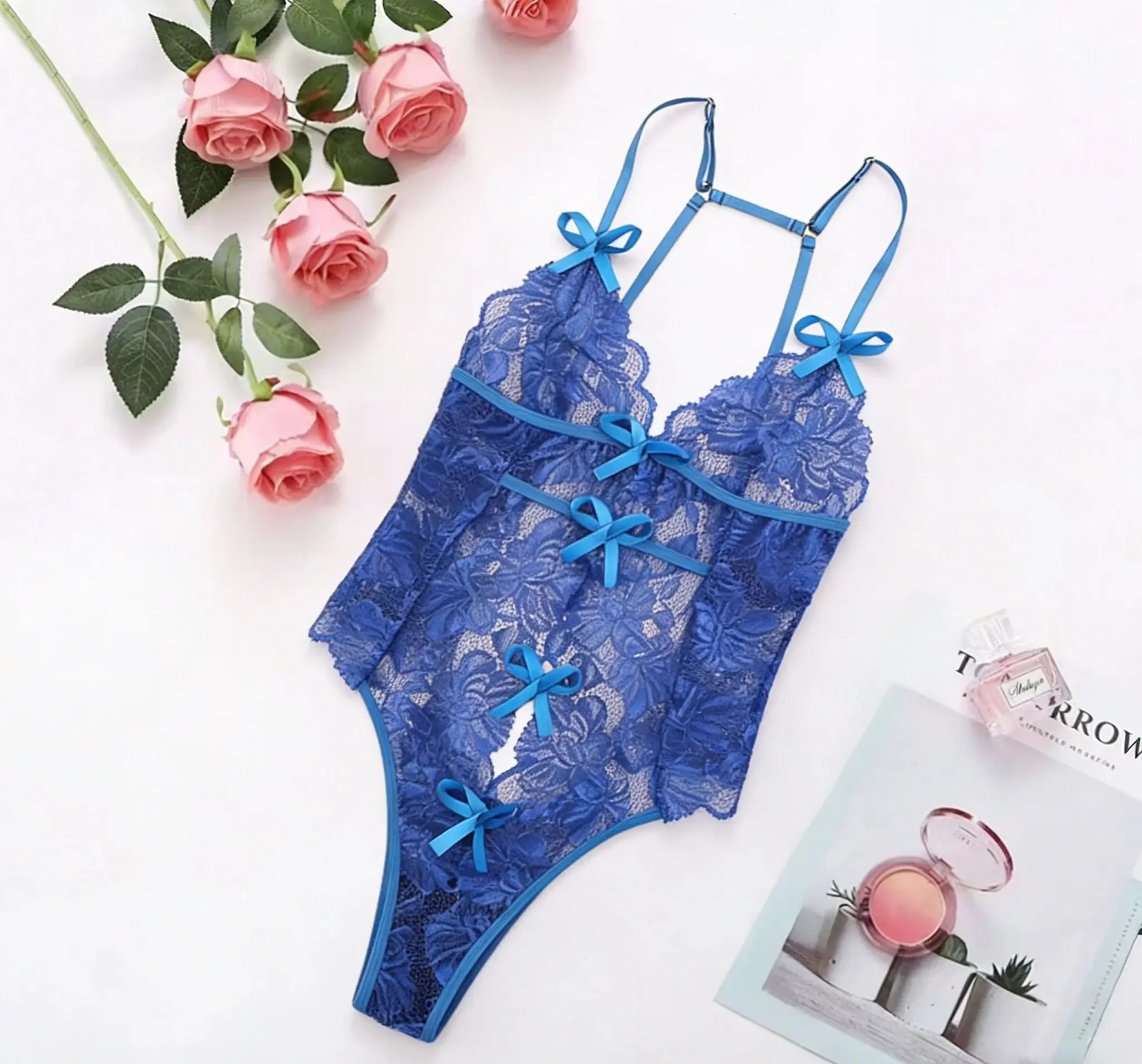 

Женский кружевной комбинезон с цветочным узором, летний сексуальный комбинезон-боди с V-образным вырезом, пижамный комплект для сна и дома