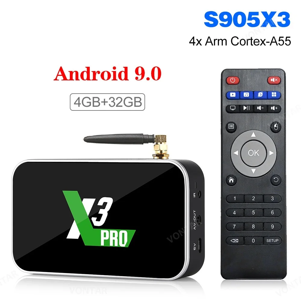 Top! X3 Pro 4GB DDR4 32GB TV BOX Android 9.0 Amlogic S905X3 TVBox X3 Plus 64GB Set Top Box WiFi 1000M BT Player X3 Cube 2GB16G