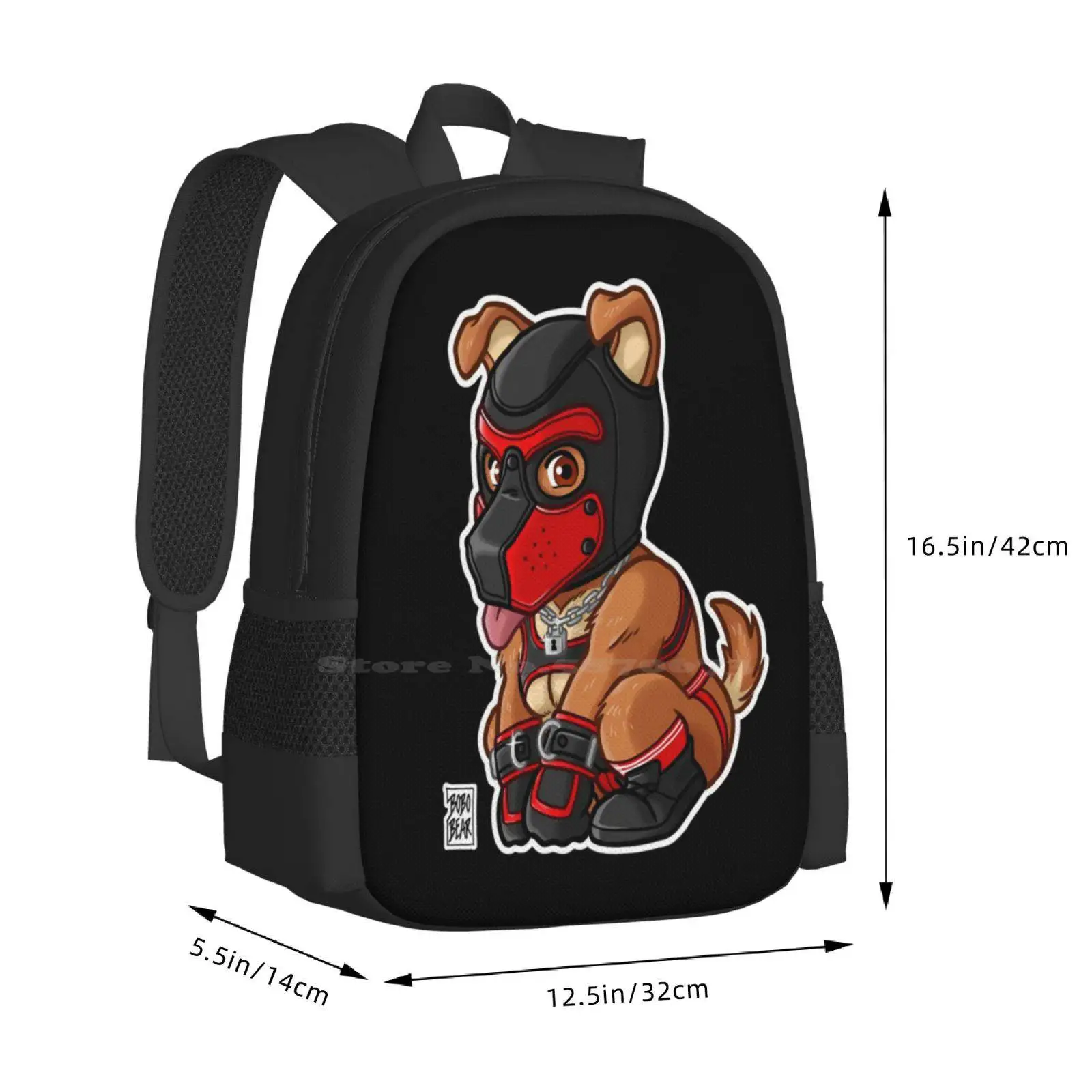 Playful Puppy - Red Mask - Bearzoo Series Backpacks For School Teenagers Girls Travel Bags Bobobearart Bobo Bear Bear Weekend Ot