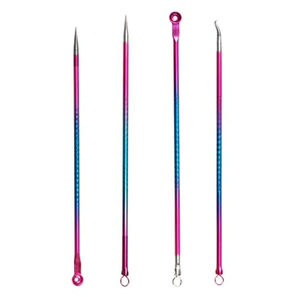 4 Stuks Acne Mee-eter Naald Comedondrukker Puistje Popper Voor Acne Comedo Smet Whitehead Zit Verwijdering, porie Behandeling Naald