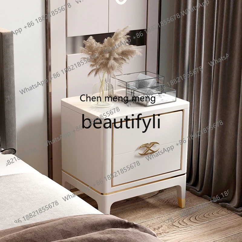 Mesa de cabeceira luxuosa americana, moderna, simples, armário de armazenamento para quarto, pequeno apartamento, mesa de cabeceira h