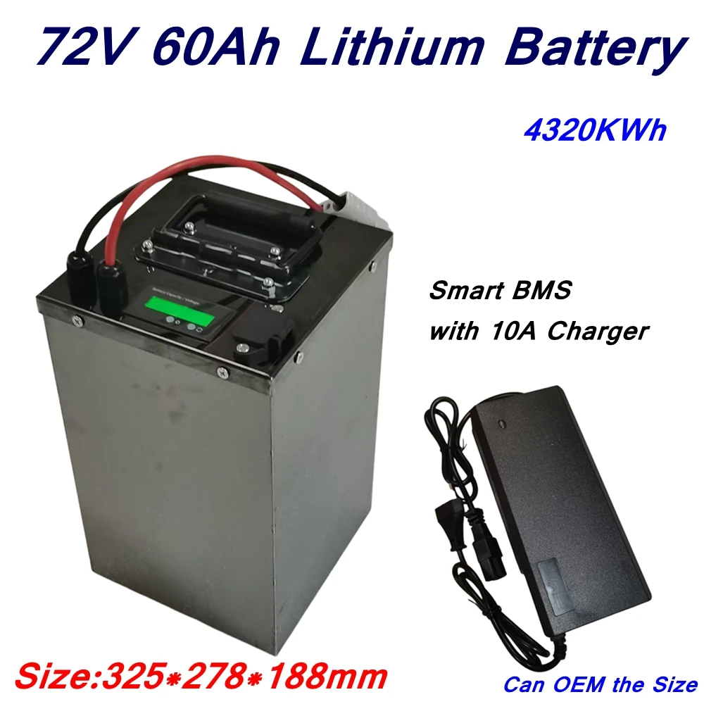 20S 72v 60Ah li-ion lithium polymer battery pack with BMS for 3000W 5000W  7000W Boat,golf car,camping car E-Scooter + Charger