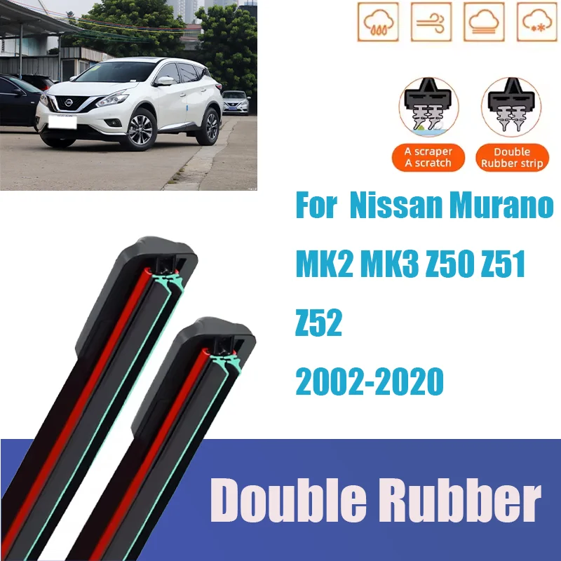 

For Nissan Murano MK2 MK3 Z50 Z51 Z52 Front Windshield Wiper General Motors Multifunctional Double Rubber Strip Wiper Wholesale