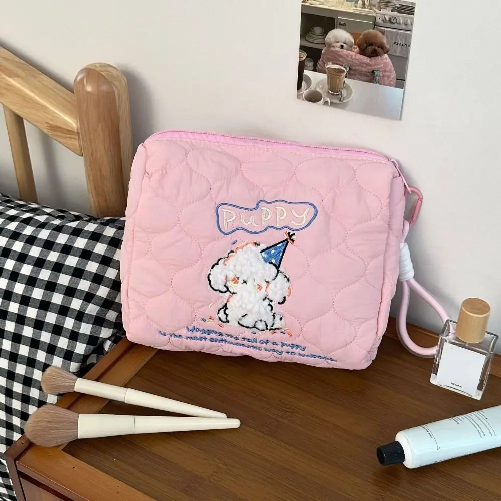 

Multifunctional Embroidery Cosmetic Bag Handheld Large Capacity Cartoon Makeup Bag Portable Puppy Skincare Storage Bag