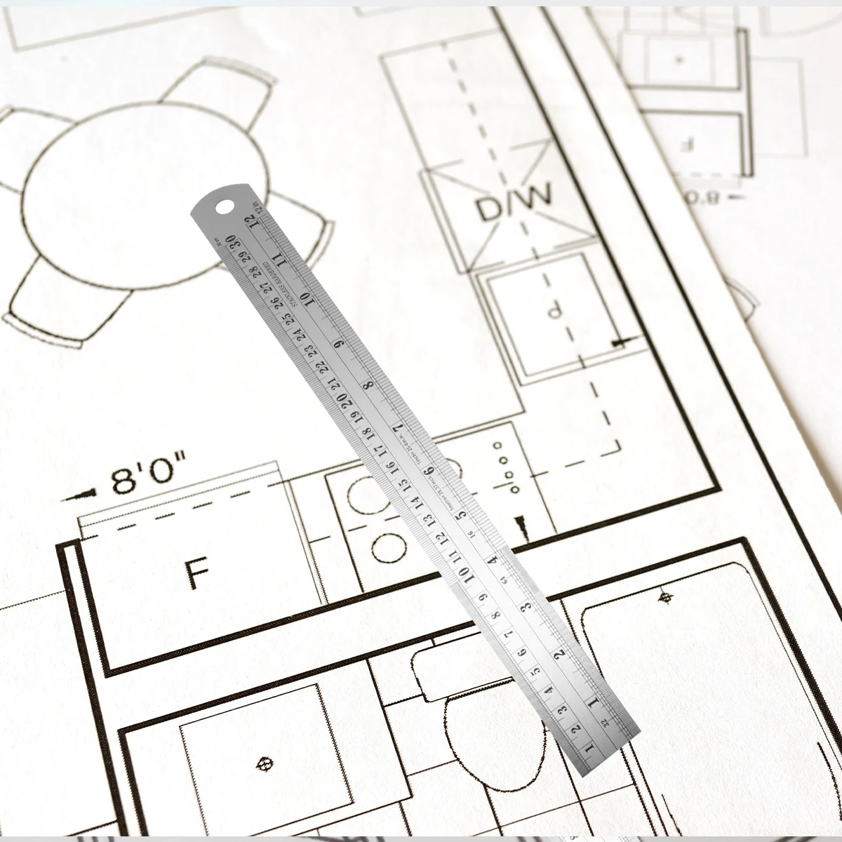 

4Pcs Stainless Steel Steel Ruler Double Scale Silver 30cm Compact Space Saving Ideal for Students Architects Engineers