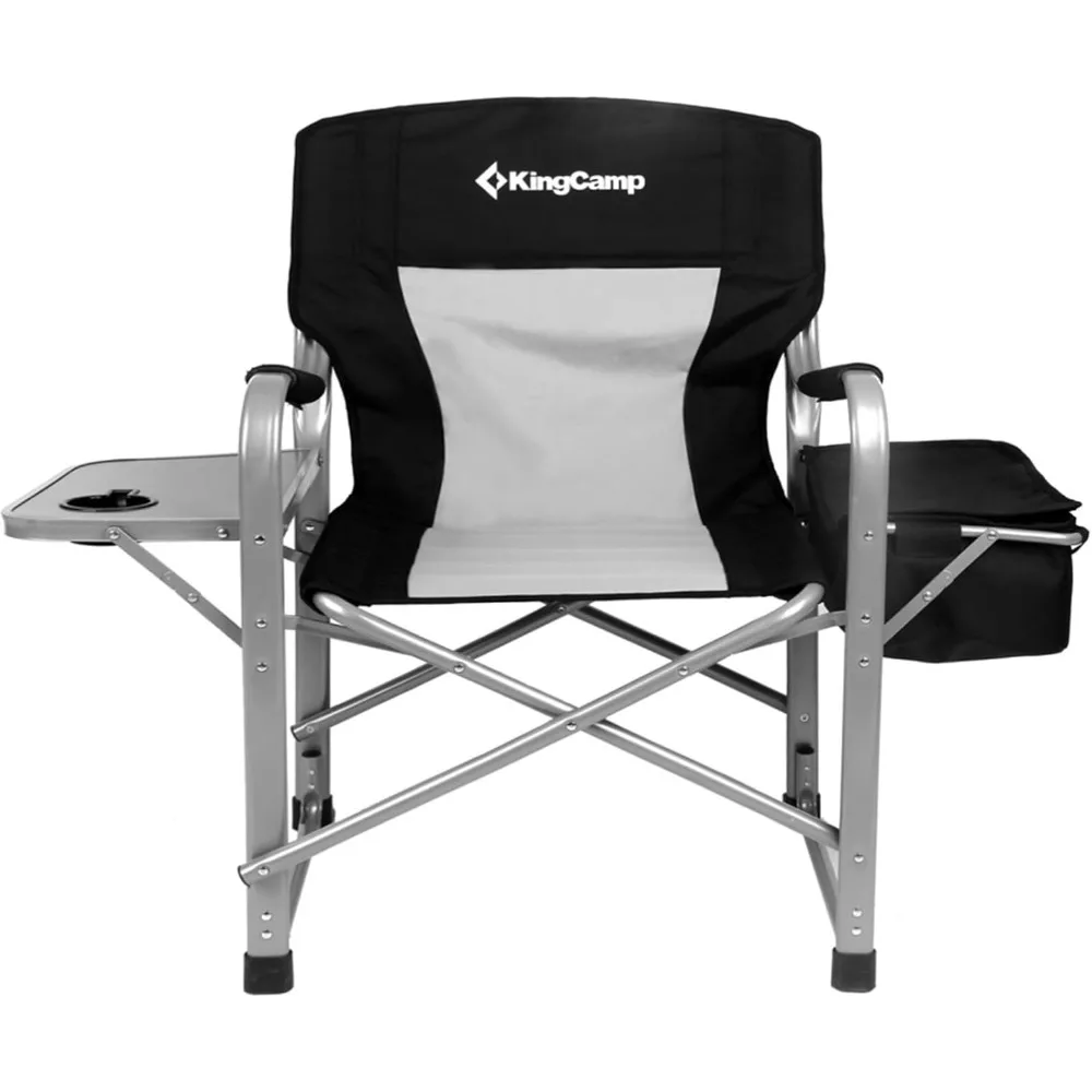 

CQ Directors Chair with Side Table, Heavy Duty Camping Chairs 600lbs with Cooler Bag, Portable Folding Camp Chair with Wide Seat