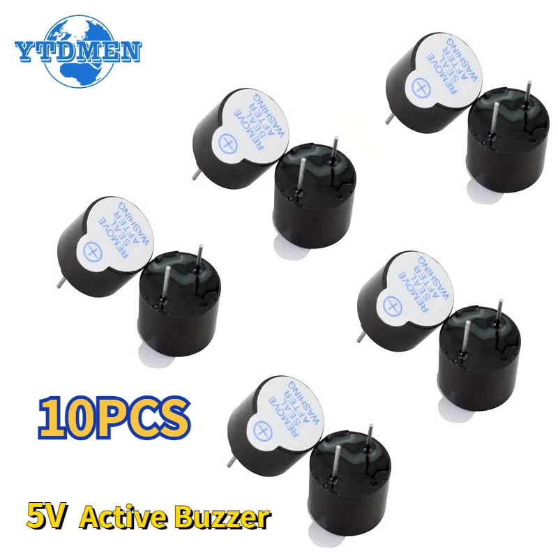 10PCS 5V Active Buzzer Magnetic Long Continous Beep Tone Alarm Ringer 12x9.5mm Mini Active Piezo Buzzers, for Arduino