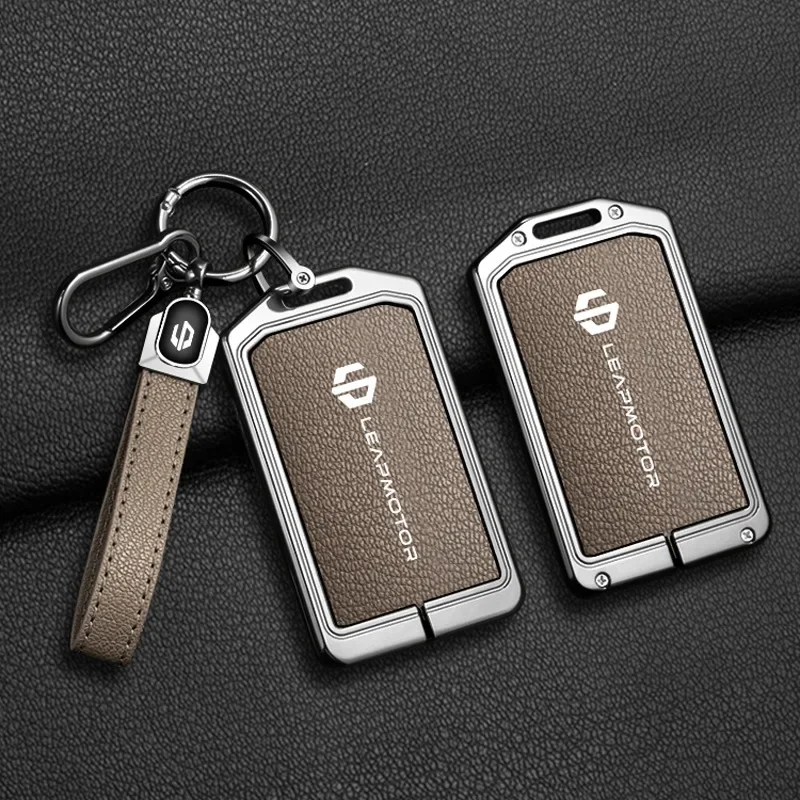 Auto-Zubehör NFC-Karte Zinklegierung Leder Schlüsselhülle Etui Halter Kette für Leapmotor C16 C10 C11 B10 Smart Key Schutzhülle – Detail 9