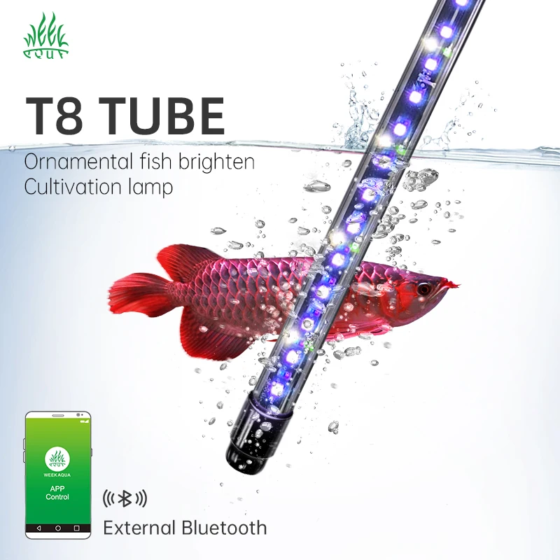 

Лампа для аквариума T8, УФ-лампа для аквариума с арованами, лампа для загара арован, трубчатая лампа с пузырьками, управление по Bluetooth