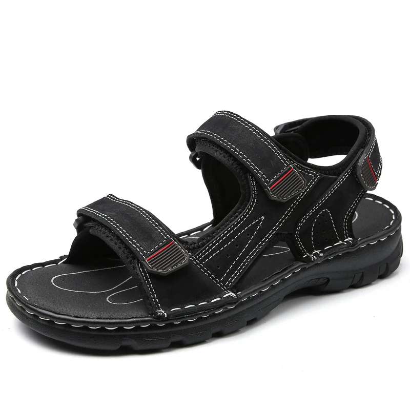 Sandalias de cuero para hombre, zapatos informales de verano para la playa, suaves y transpirables, talla grande 38-48