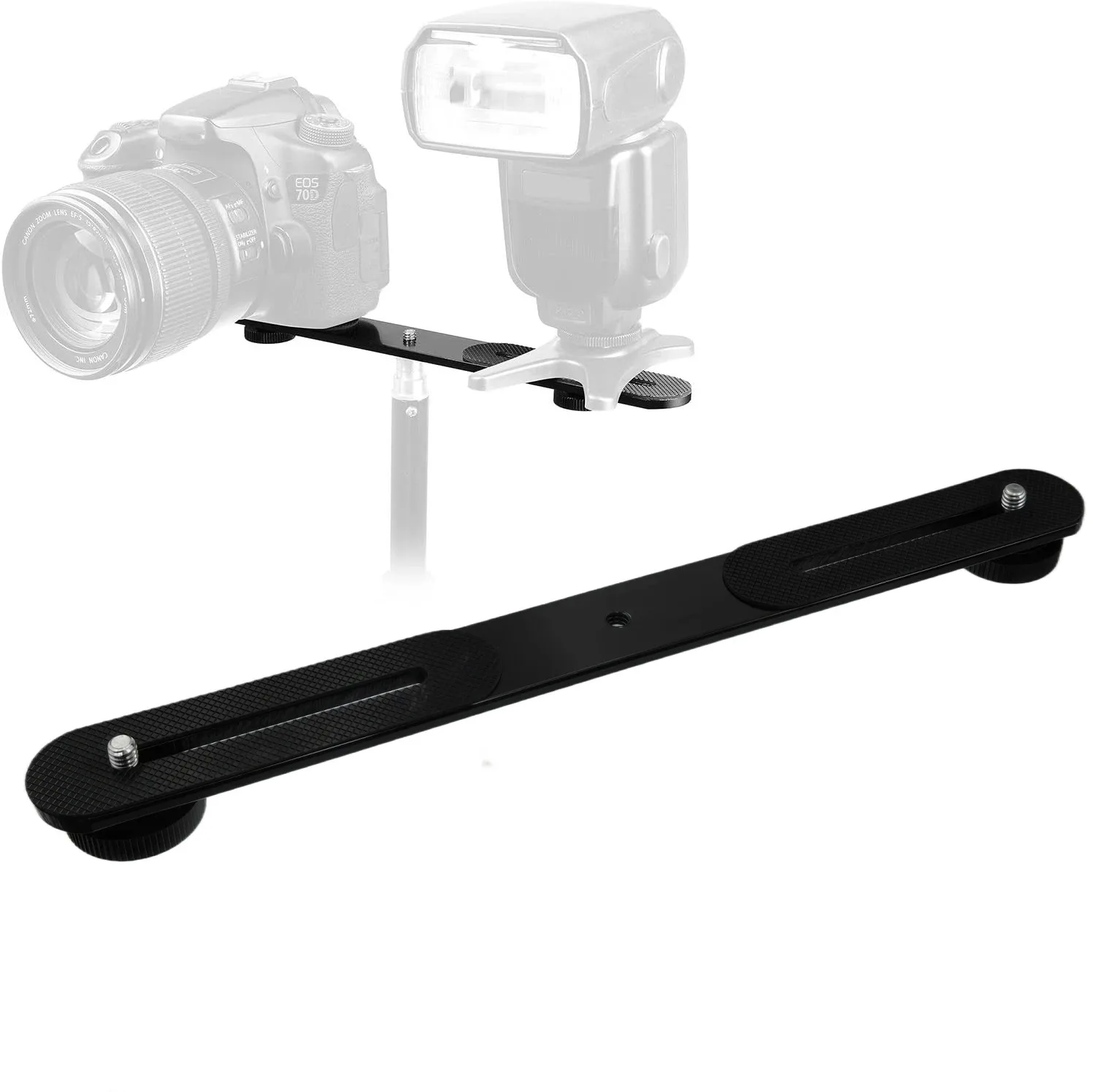 Support de flash double griffe en alliage d'aluminium, fixation à vis 1/4 pouce pour photographie avec flash d'appareil photo