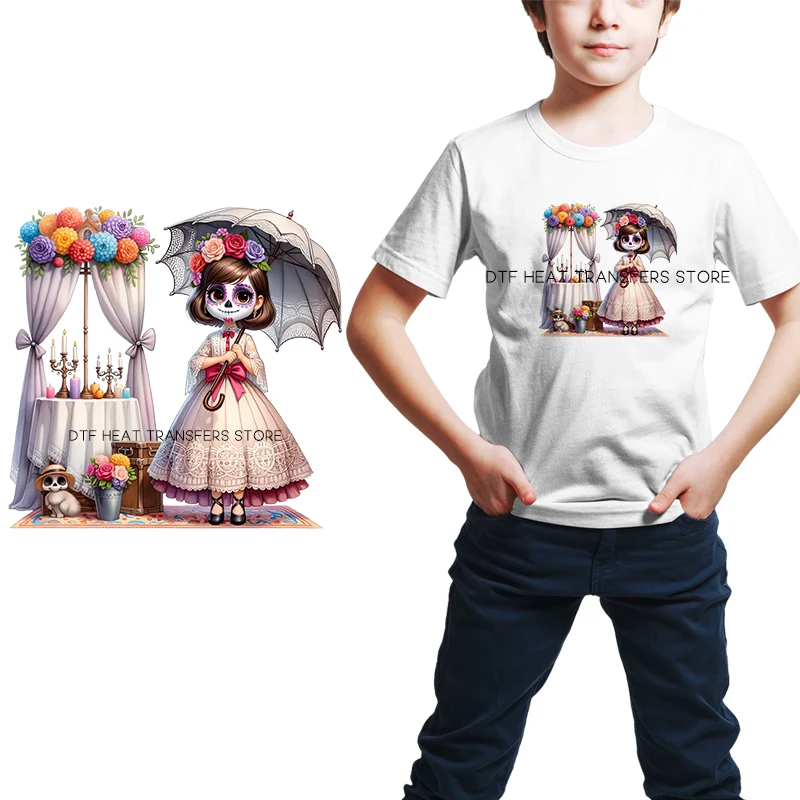 Una simpatica bambina in pittura ad acquerello fai da te vestiti A trasferimento termico t-shirt adesivi A trasferimento termico stampa decorativa