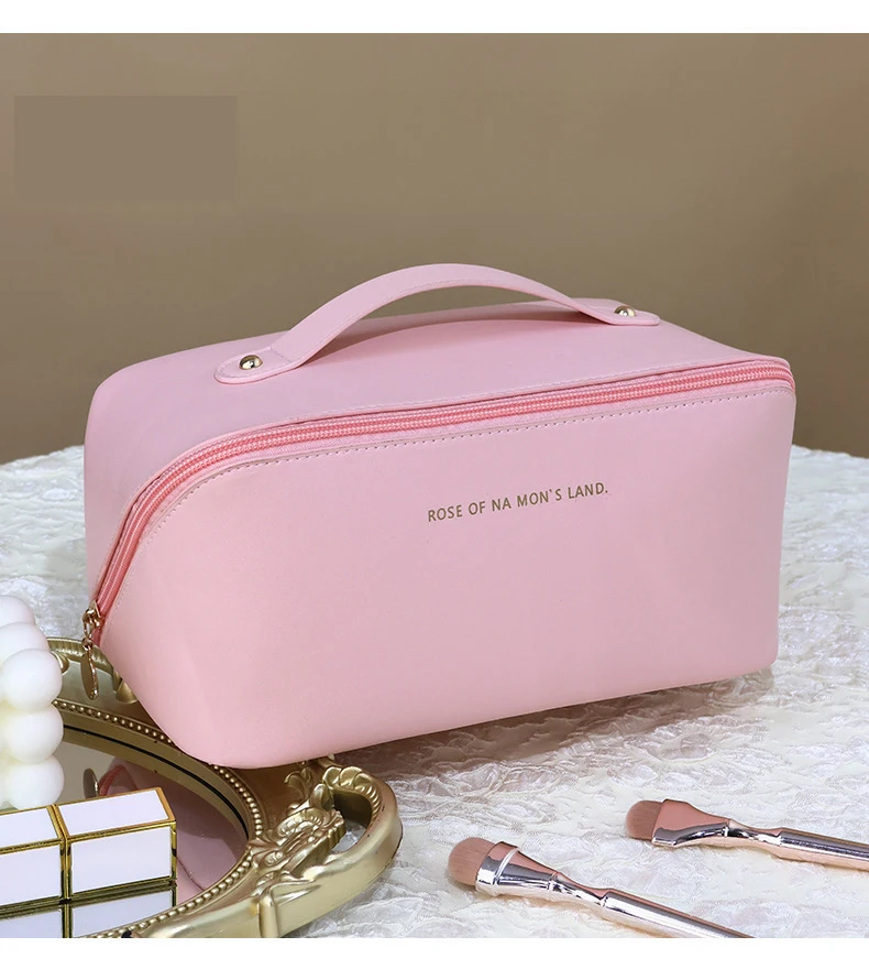 Borsa da toilette quadrata a sublimazione in pelle di grande capacità borse cosmetiche personalizzate da viaggio impermeabili da donna