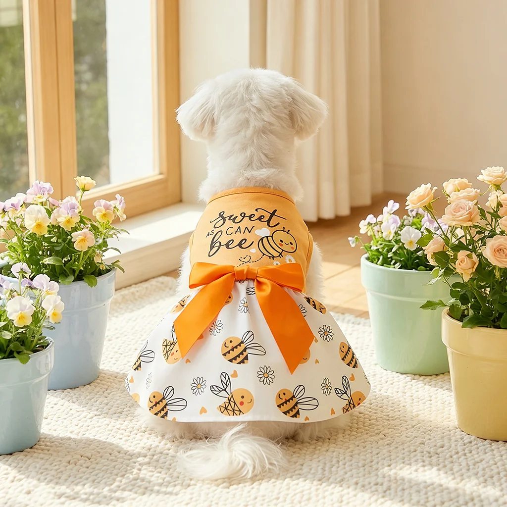 Vestido con lazos para perros y gatos pequeños – Primavera/verano