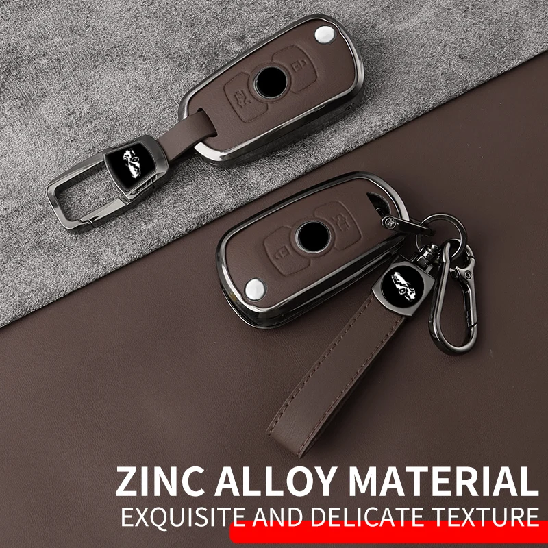 

Car Key Case Cover For Buick C 2 buttons Zinc alloy+leather key case Encore Envision NEW LACROSSE Weilang Accessories