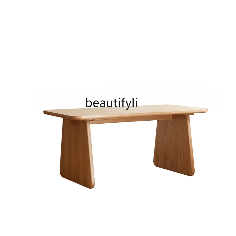 

Solid Wood Dining Table Modern Simple Large Apartment Oak Table and Chair Combination Thickened Log Dining Table