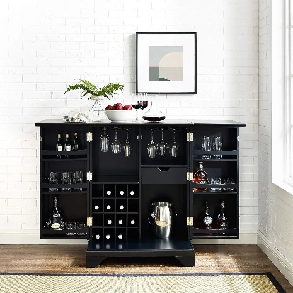 Lafayette Expandable Bar Cabinet with Storage Shelves, Drawer, and Wine Rack