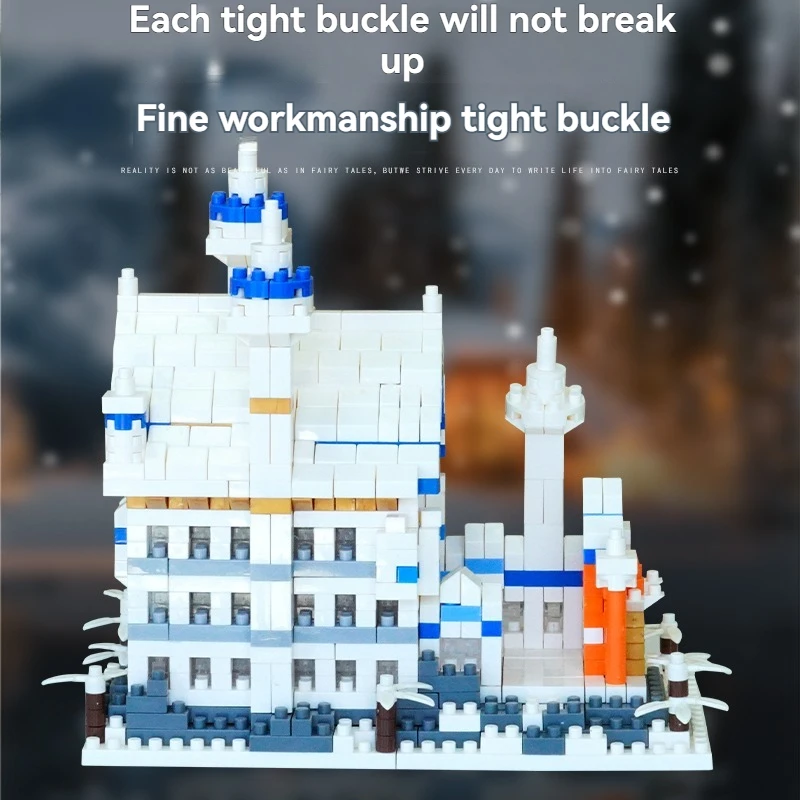 FUNXINEE 1000 Stücke Mini Schwanenschloss Weiße Schloss Bausteine Berühmte Architektur Modell Kreative Ornament Geschenk Erwachsene Kind