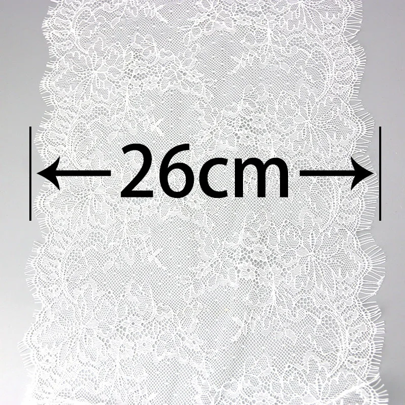 (3 meters/lot) 260mm White Eyelash Lace Ribbon Fbric Decoration Love Wedding Dress Accessories DIY handmade Ribbon