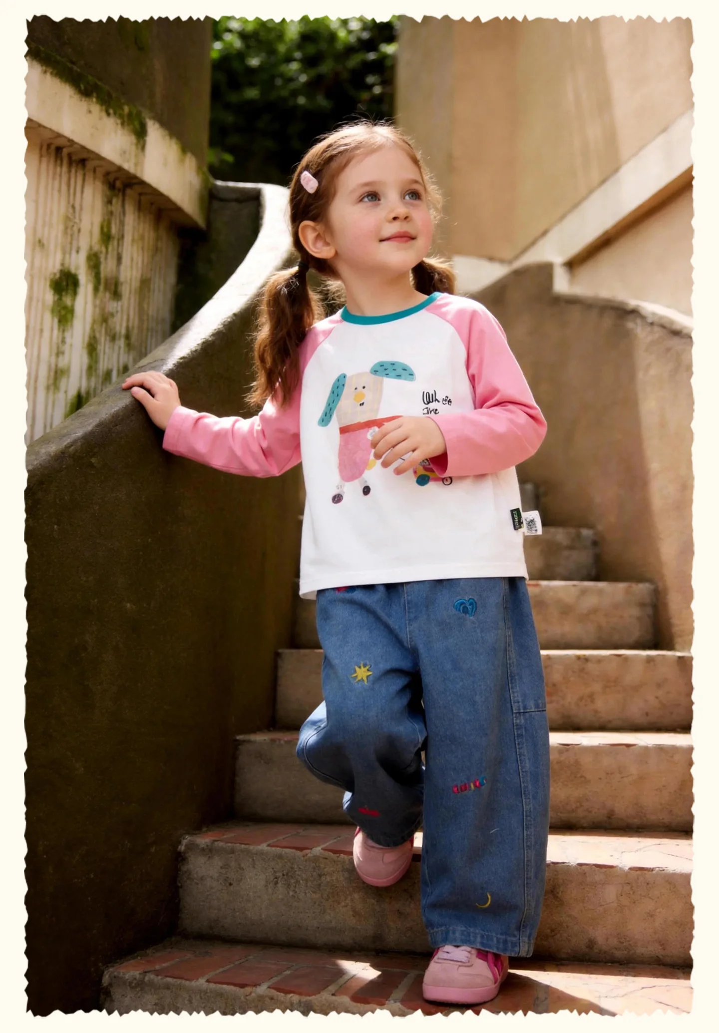 Amila 2026 Herbst Neues Stylisches und Bequemes Kinder-T-Shirt mit Niedlichem Patchwork-Farbblock und Kreativem Musterdesign Langarm – Detail 16