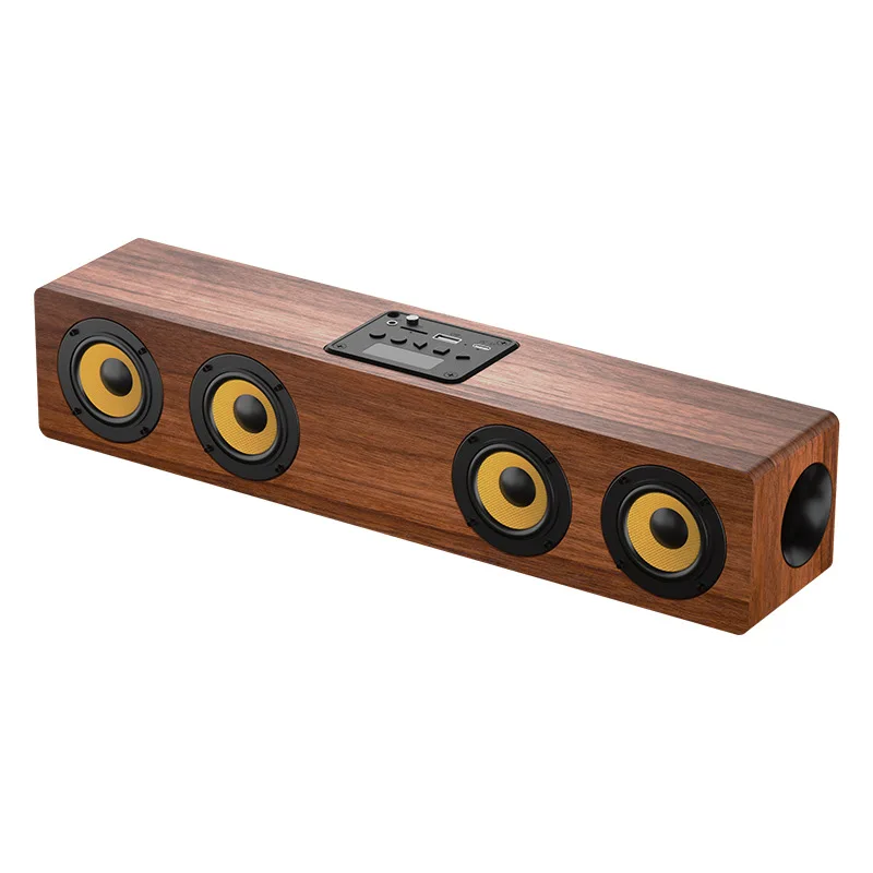 

BR430 TWS Wooden BT Speaker 4*2 Inch 8 Ω 5W loudspeakers + 1 Subwoofer Sound Hole AUX TF Card U-disk Play 3D Surround Sound