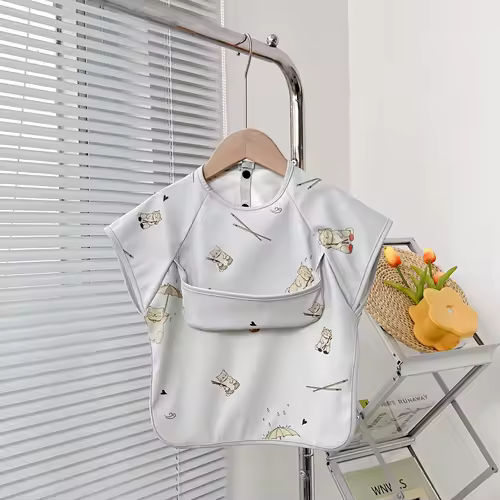 Cute Baby Bibs Toddler Baberos Bavoir Waterproof Short Sleeve Apron Cartoon Animals Children Feeding Smock Bib Baby Stuff 0-6Y - Image 2
