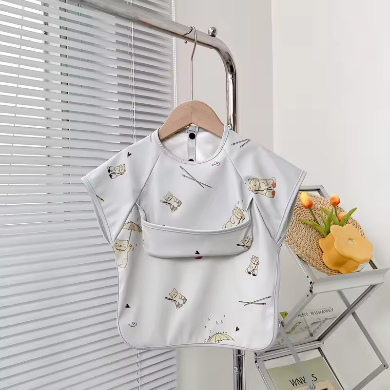 Cute Baby Bibs Toddler Baberos Bavoir Waterproof Short Sleeve Apron Cartoon Animals Children Feeding Smock Bib Baby Stuff 0-6Y - Image 2