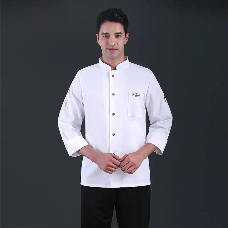 Restaurante masculino chef jaquetas cozinha cozinhar camisa de manga longa serviços de catering feminino trabalho garçom uniforme padaria macacão