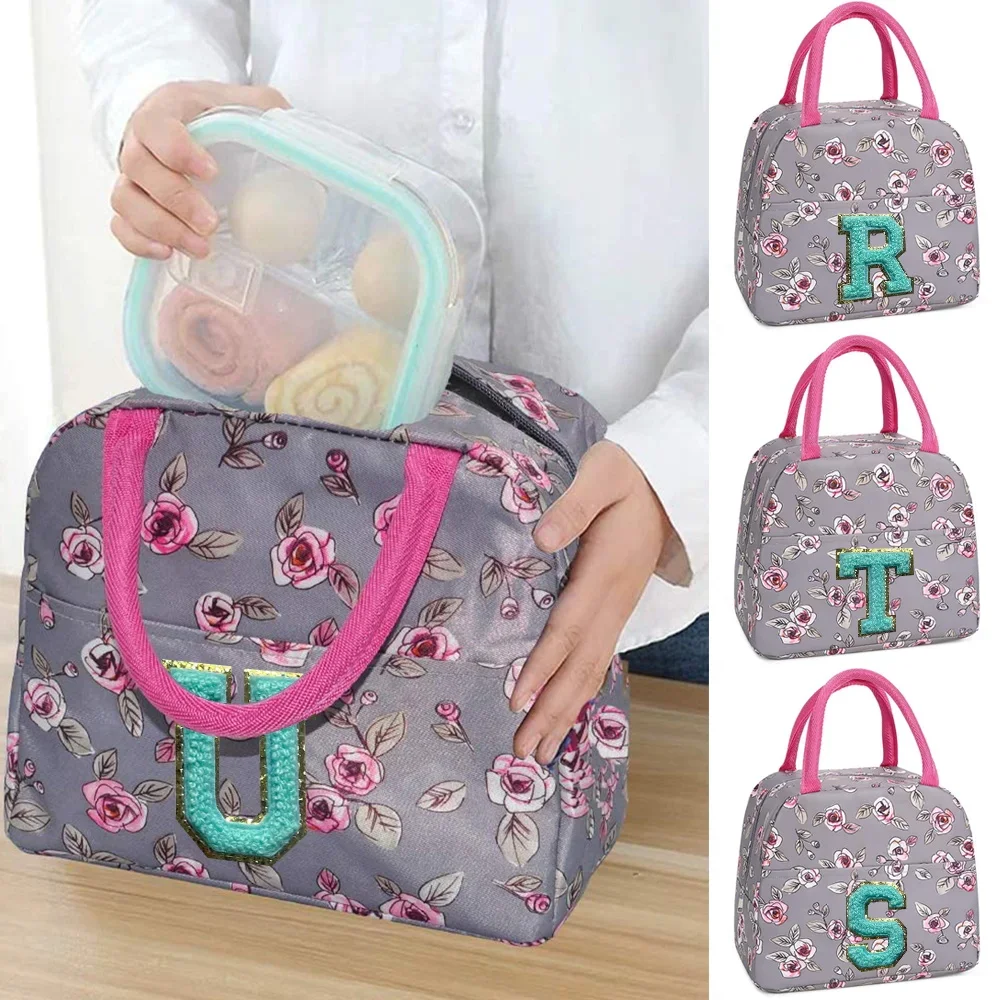 

Insulated Lunch Bag Food Bento Portable Thermal Cute Embroidery Stickers Dinner Picnic Box Sweet Trendy Safe Dinner Box