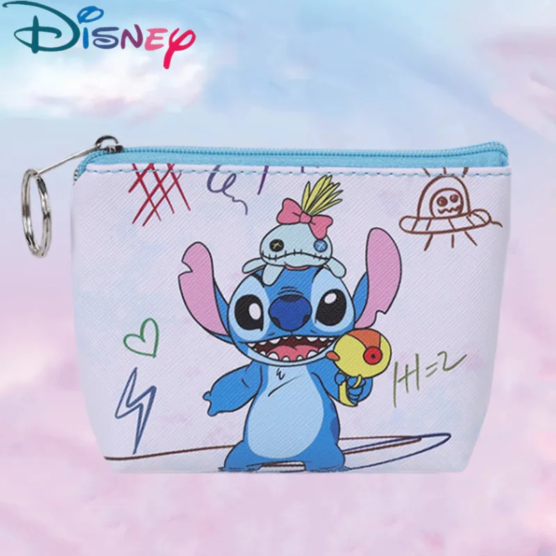 Monedero de dibujos animados de Disney Stitch para niñas, funda de Pu para llaves, bolsa de almacenamiento de monedas, billetera para niños, Mini embrague, regalos de navidad