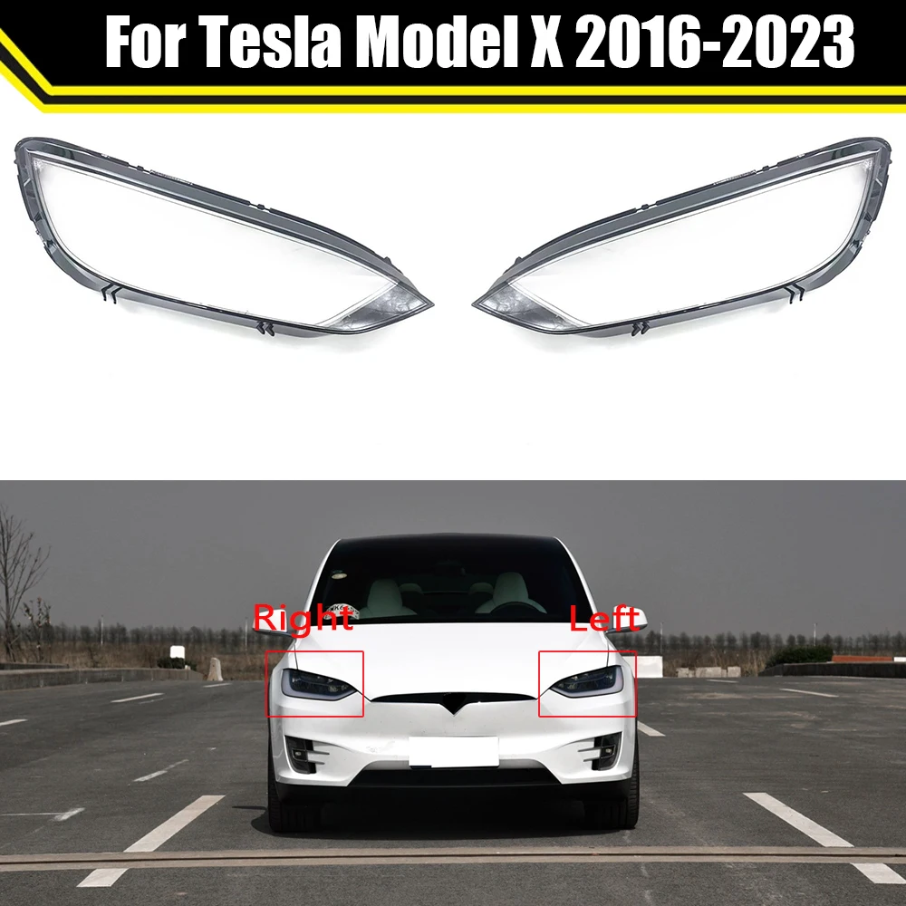 For Tesla Model X 2016-2023 Front Headlamp Lamp Cover Headlight Shell Transparent Lens Replace The Original Lampshade Plexiglass