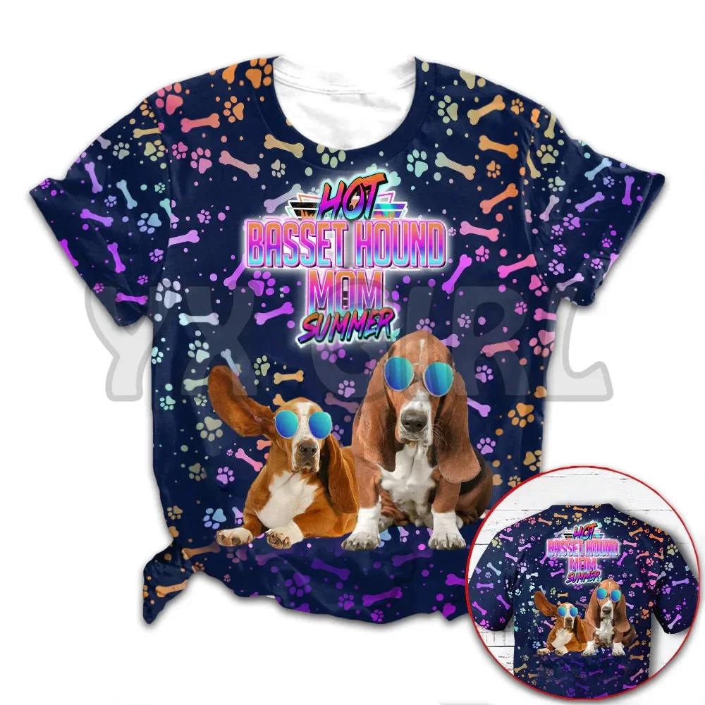 

Summer Fashion Men t shirt Hot Basset Hound Mom Neon Tropical Desing 3D All Over Printed Funny Dog Tee Tops shirts Unisex Tshirt