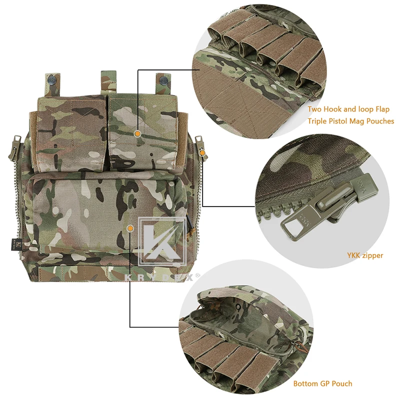 Imagem -03 - Krydex Pacote Tático Zip-on Painel Mochila para Cpc Ncpc Avs Jpc2.0 Vest Multicam Tático Airsoft Combat Gear Carrier Bag