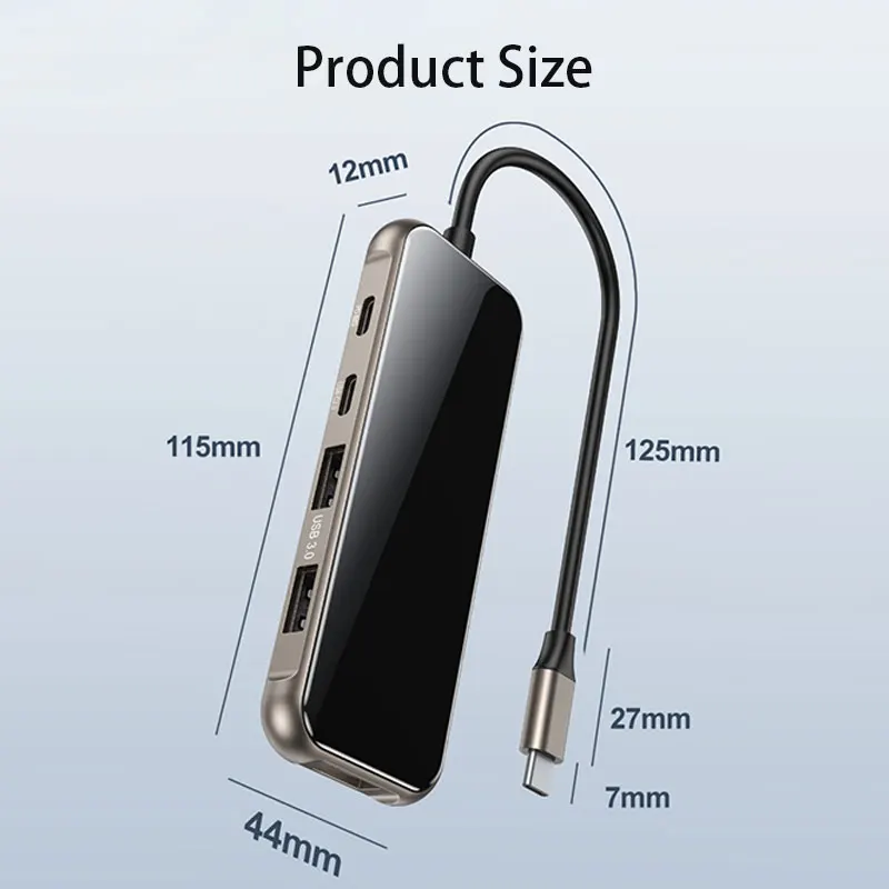 Tempered GlassPanel 8 in1 TYPE C 3.1 HUB To HDMI 4K USB 3.0 PD 100W Charging USB Splitter For Macbook Air/Pro Type C Laptop image 5