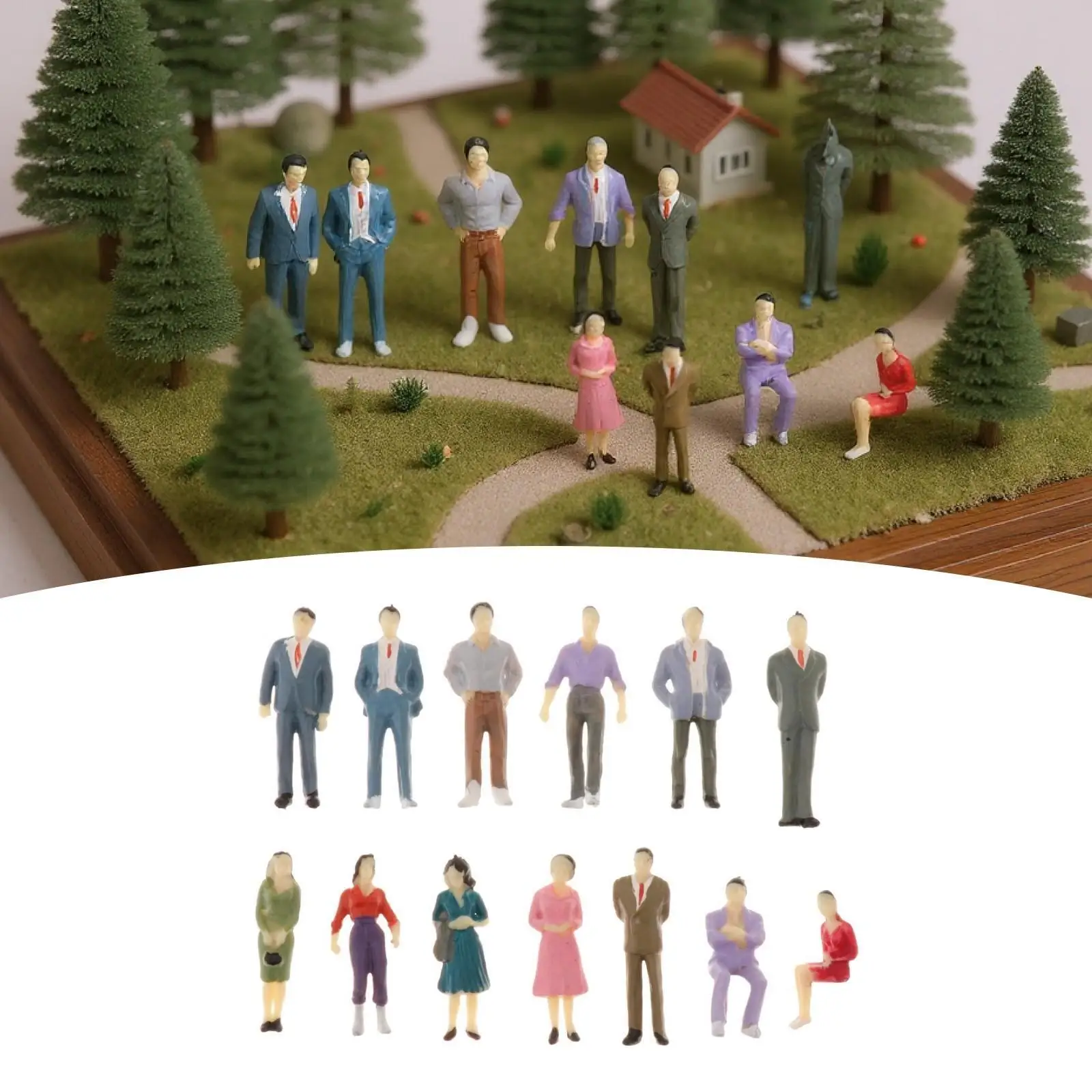 

15 фигурок пассажиров в разных позах для моделирования железных дорог, масштаб 1:50 (O), сидячие и стоячие, окрашенные, для железных дорог и моделей