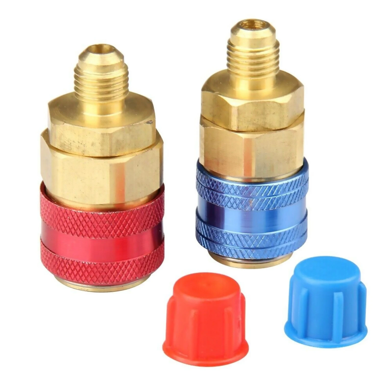 2Pc R134A High Low Auto Car Quick Coupler Connector Brass Adapters Car Air Conditioning Refrigerant Adjustable AC Manifold Gauge